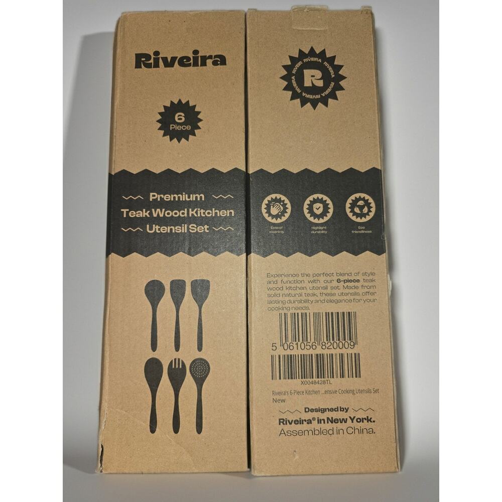 Riveira 6pcs Dark Brown Teak Kitchen Utensils Set